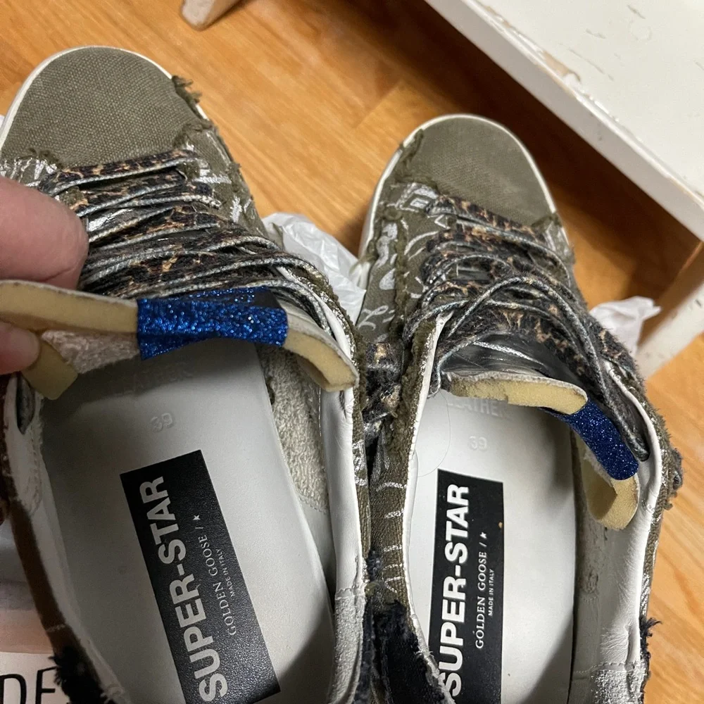 Golden Goose Limited Ed Super-Star sneakers green cotton w/contrasting white 39 - Picture 7 of 16